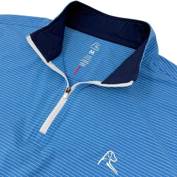 Rhoback Men's Riva Golf Striped Performance Quarter Zip Blue Medium - Picture 1 of 10